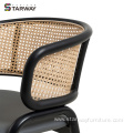 Modern Cafe Chair Metal Frame And Rattan Back